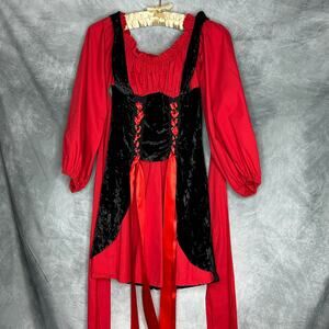 Pirate Costume Dress Women Med Sexy Red Black Cosplay Mini Halloween Costume